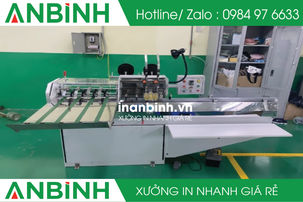 máy đóng ghim giữa tại xưởng in An Binh